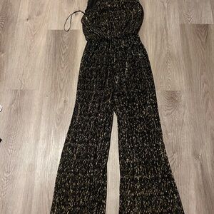 Lush Black and Gold Speckled Jumpsuit